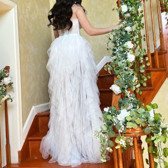 For love & lemons X REVOLVE Bustier Ruffle Gown in White tule - Picture 6 of 7